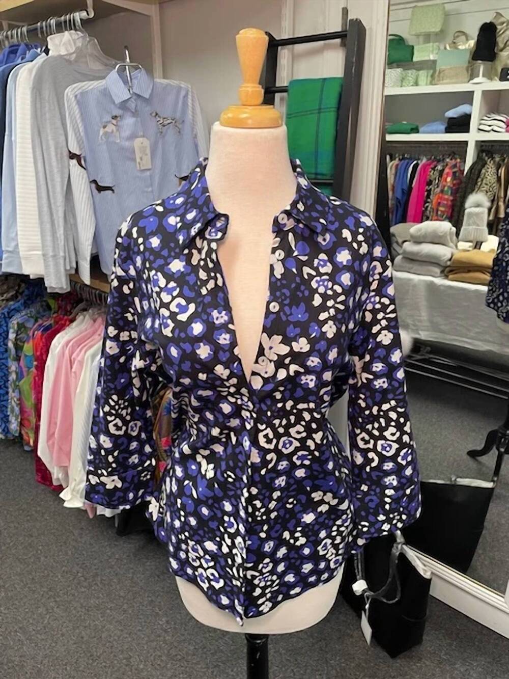 NEW PERLAVERA women's magnolia long sleeve shirt in blue
